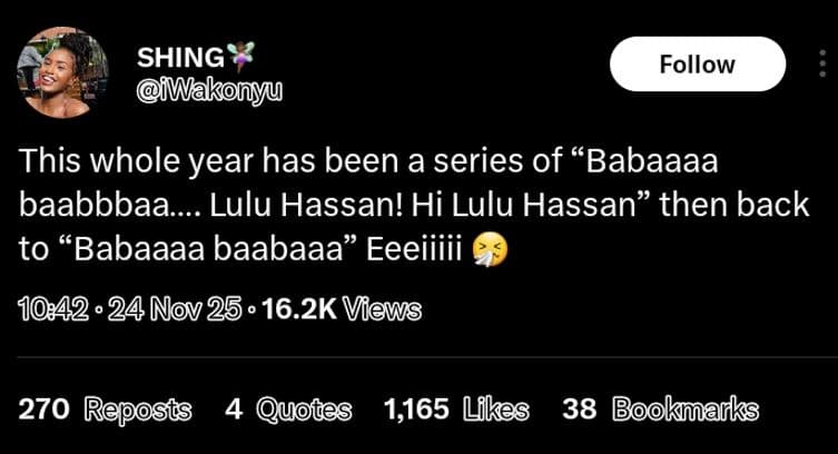 Shing mmwakonyu follow this whole year has been a series of babaaaa baabbbaa._ l