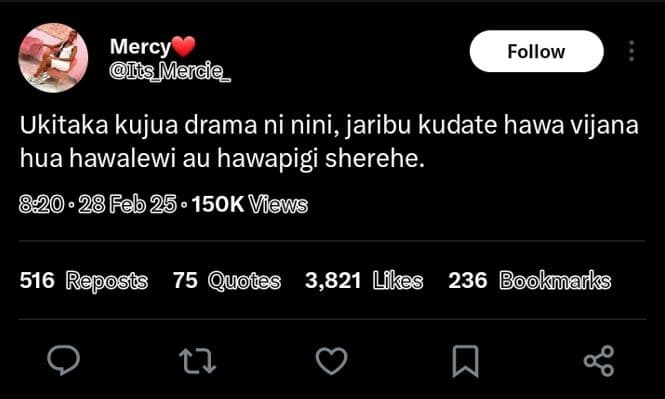 Mercy is_ meide follow ukitaka kujua drama ni nini, jaribu kudate hawa vijana hu