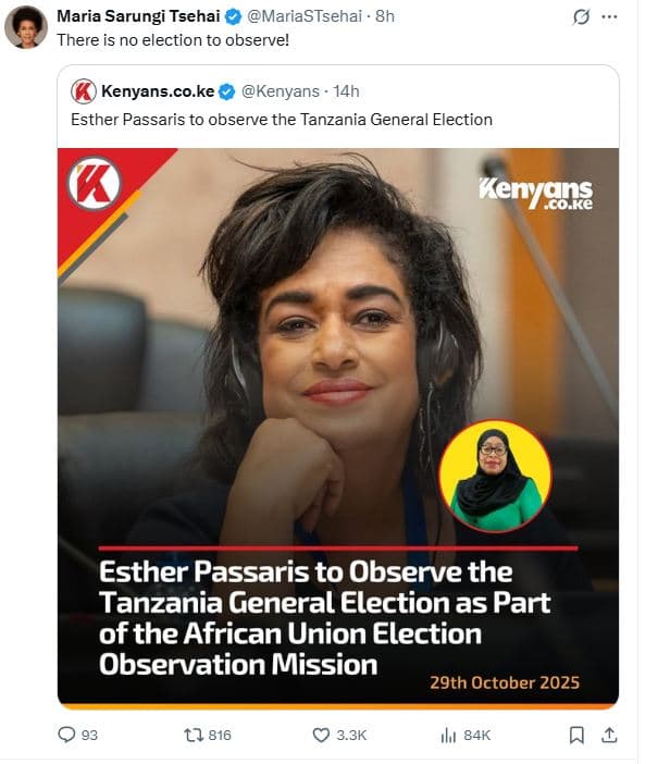 Maria sarungi tsehai mariastsehai 8h there is no ection to observe! kenyans.co.k