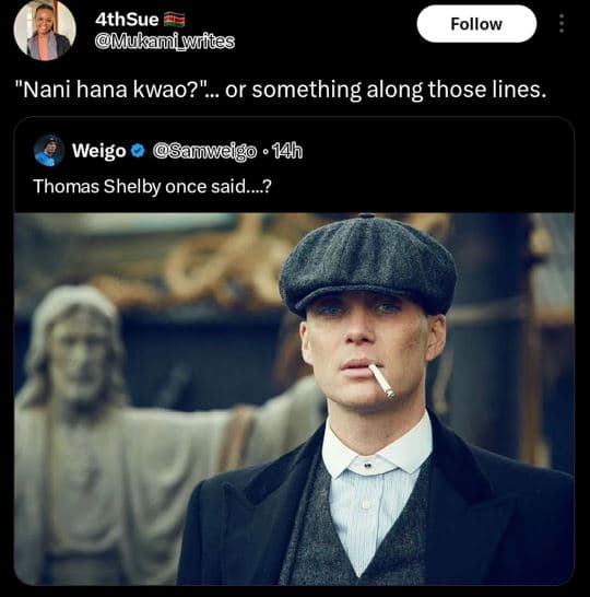 Athsue mukamiwfites follow nani hana kwao? or something along those lines. weigo