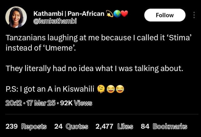 Kathambi panafrican diankadhambi follow tanzanians laughing at me because i call