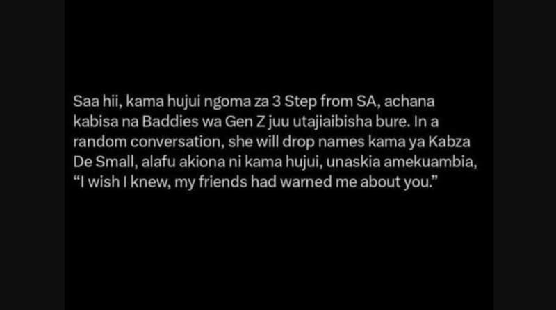 Saa hii, kama hujui ngoma za 3 step from sa, achana kabisa na baddies wa gen zju