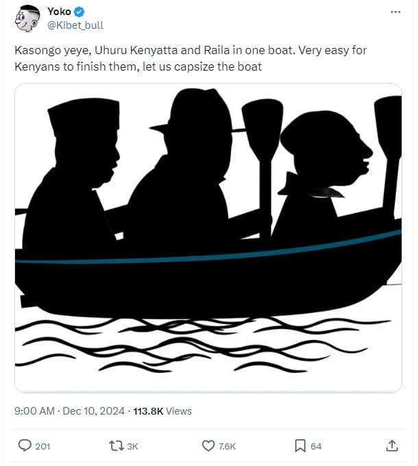 Yoko kibet_bull kasongo yeye uhuru kenyatta and raila in one boat. very easy for