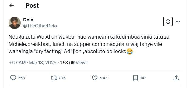 Post delo theotherdelo ndugu zetu wa allah wakbar nao wameamka kudimbua sinia ta