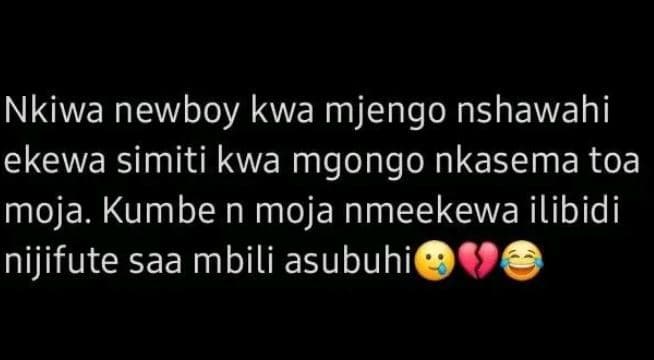 Nkiwa newboy kwa mjengo nshawahi ekewa simiti kwa mgongo nkasema toa moja. kumbe