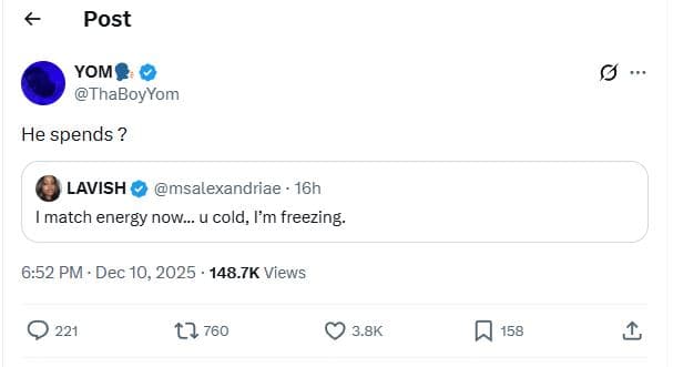 Post yom thaboyyom he spends ? lavish msalexandriae 16h match energy now_ u cold