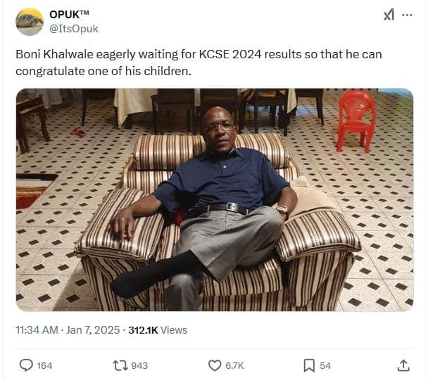 Opuktm itsopuk boni khalwale eagerly waiting for kcse results so that he can con