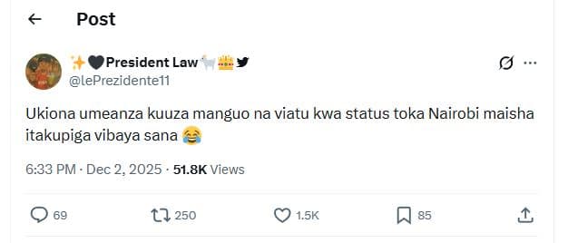 Post president law leprezidenteli ukiona umeanza kuuza manguo na viatu kwa statu