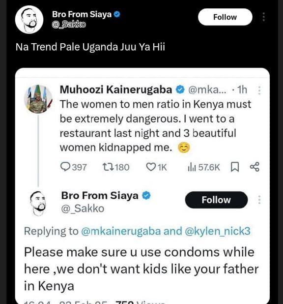 Bro from siaya sakko follow na trend pale uganda juu ya hii muhoozi kainerugaba
