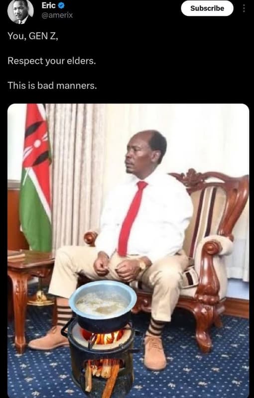 Eric amerix subscribe you, gen z, respect your elders. this is bad manners