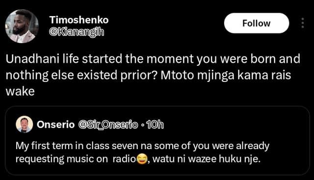 Timoshenko kianangih follow unadhani life started the moment you were born and n