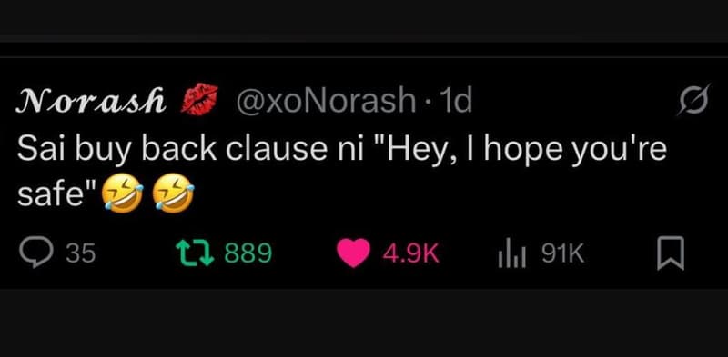 Norashi xonorash 1d sai buy back clause ni hey, 1 hope you're safe 35 t2 889 4.9