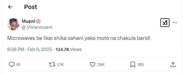 Post mueni _vivianmueni microwaves be like shika sahani yako moto na chakula bar