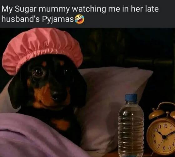 My sugar mummy watching me in her late husband's pyjamas