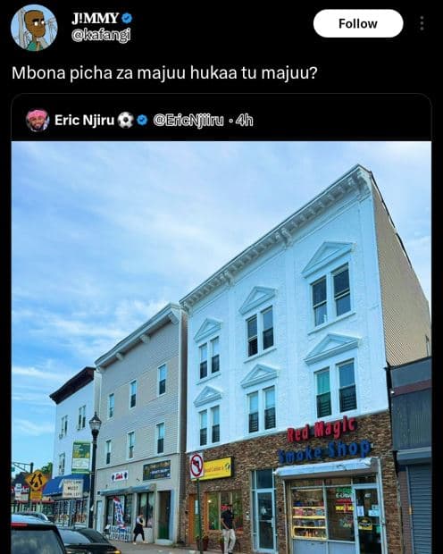 Jimmy kalangf follow mbona picha za majuu hukaa tu majuu? eric njiru ericjiiru .