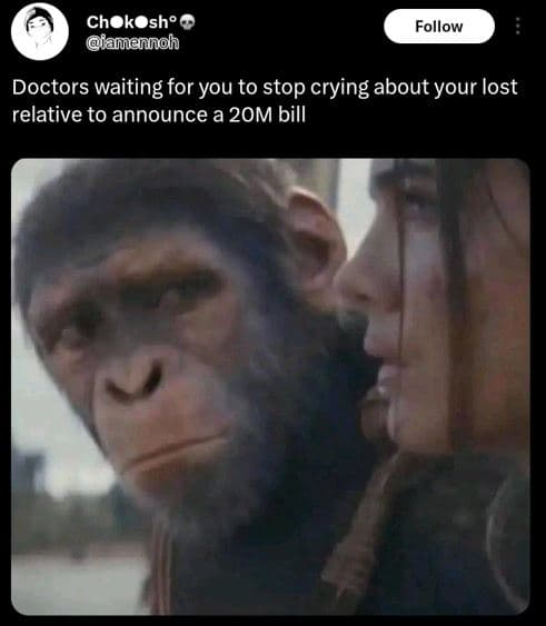 Chokosh' 0 amannoh follow doctors waiting for you to stop crying about your lost