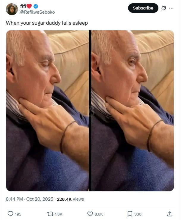 Fifi refilweseboko subscribe when your sugar daddy falls asleep 8.44 pm oct 20,