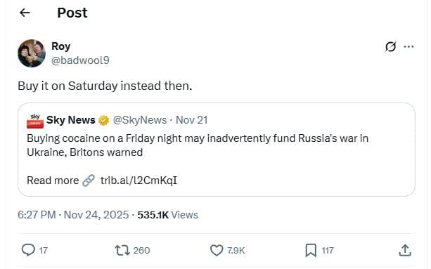 Post roy badwool9 buy it on saturday instead then. sky news skynews nov 21 buyin