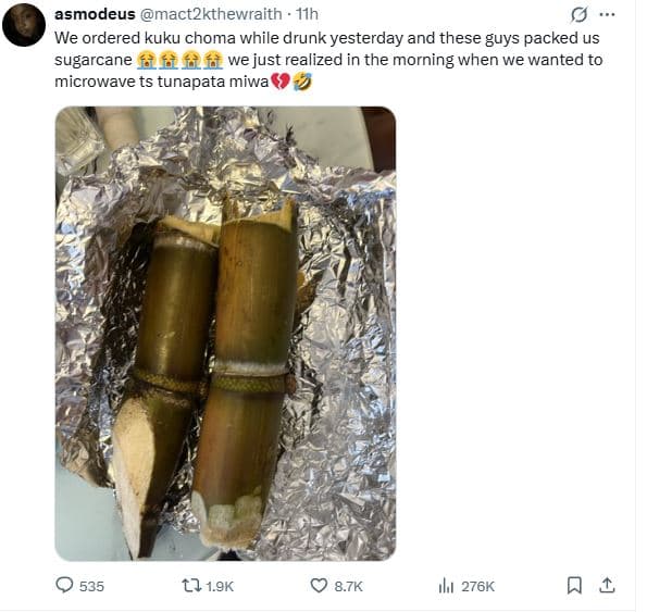 Asmodeus mact2kthewraith tin we ordered kuku choma while drunk yesterday and the