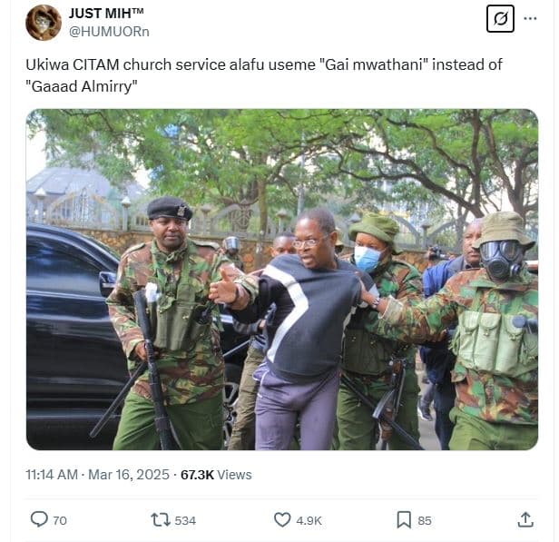 Just mihtm humuorn ukiwa citam church service alafu useme gai mwathani instead o