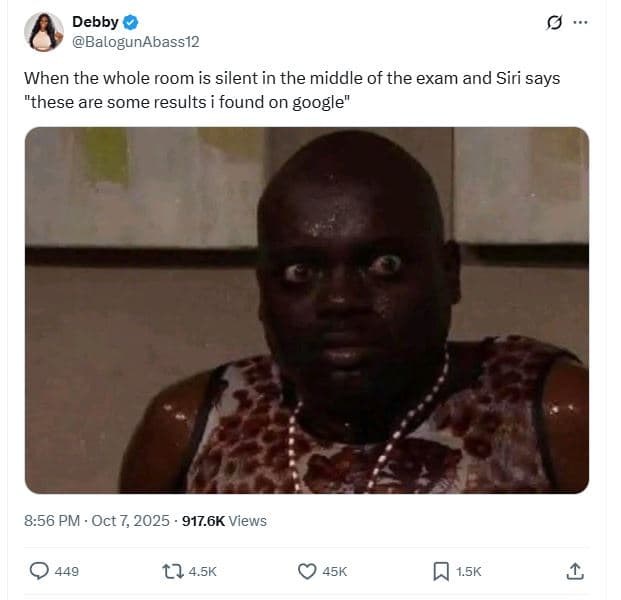 Debby balogunabass12 when the whole room is silent in the middle of the exam and