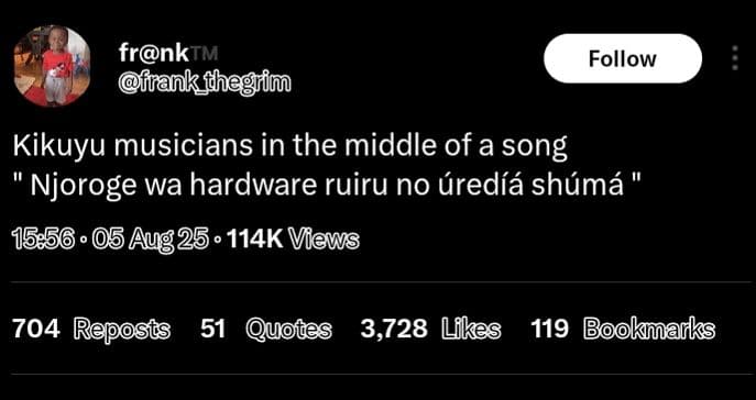 Frnktm frankfhegrim follow kikuyu musicians in the middle of a song njoroge wa h