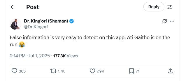 Post reply dr. king'ori shaman dr_kingori false information is very easy to dete