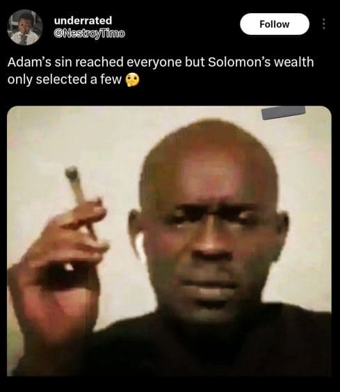 Underrated nesuroyttimo follow adam's sin reached everyone but solomon's wealth