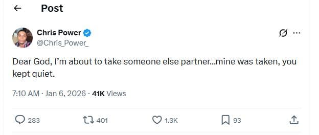 Post chris power chris_power _ dear god, m about to take someone else partner_mi