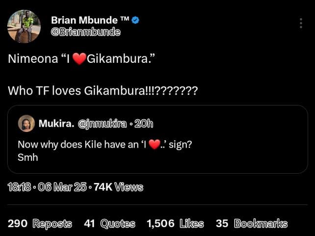 Brian mbunde tm fianmbunde nimeona gikambura? who tf loves gikamburall!??????? m