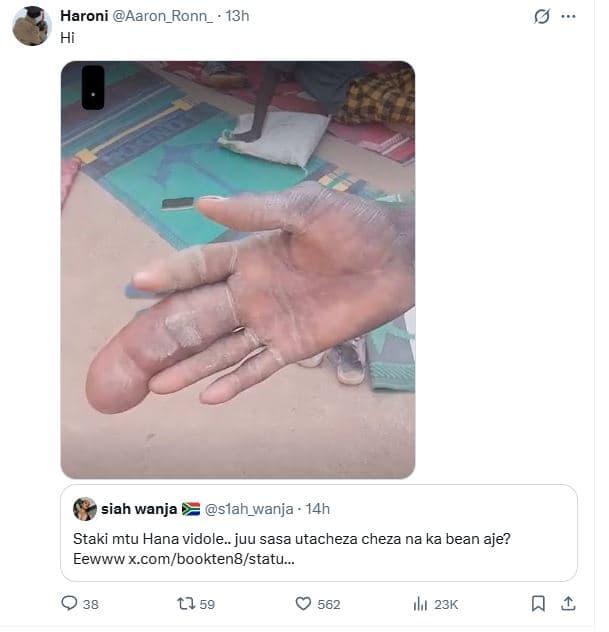 Haroni aaron_ronn_. 13h siah wanja slah_wanja 14h staki mtu hana vidole juu sasa