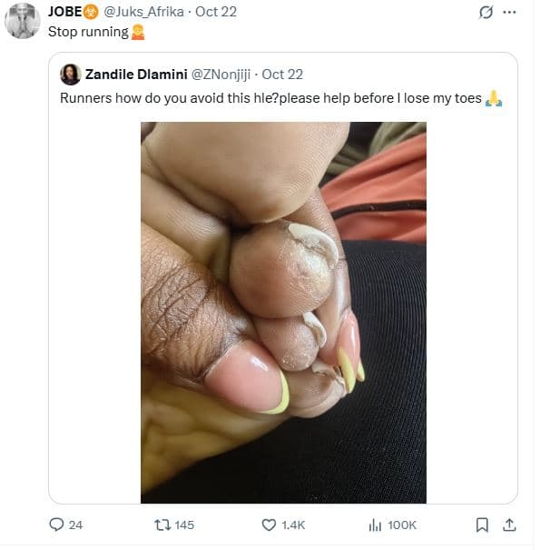 Jobe juks_afrika oct 22 stop running zandile dlamini znonjiji oct 22 runners how