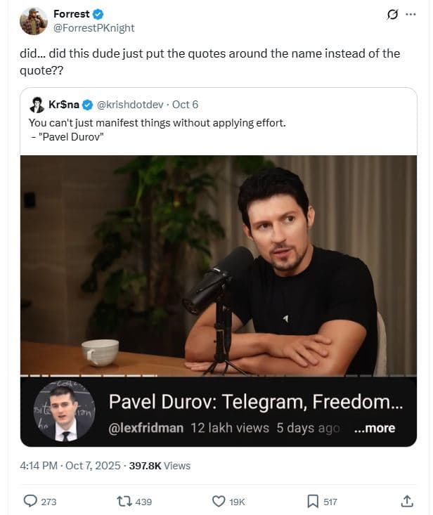 Forrest forrestpknight did_ did this dude just put the quotes around the name in