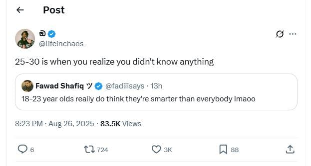 Post lifeinchaos 2530 is when you realize you didn't know anything fawad shafiq