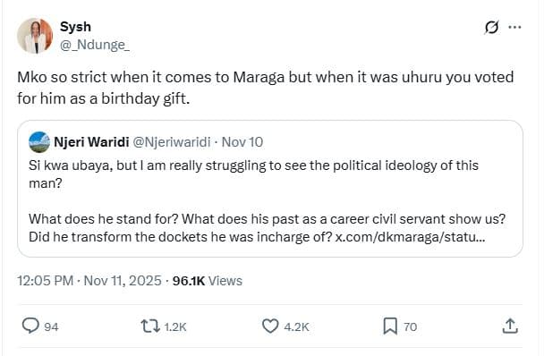 Sysh _ ndunge mko s0 strict when it comes to maraga but when it was uhuru you vo