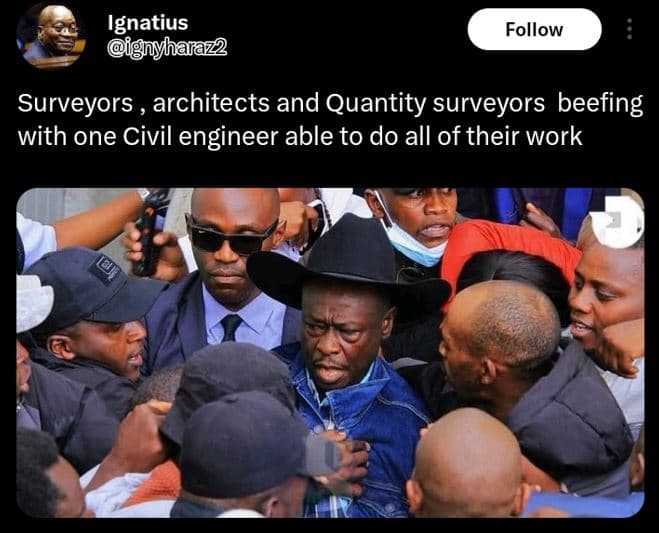 Ignatius yhaiaz2 follow surveyors architects and quantity surveyors beefing with