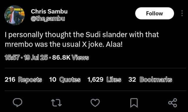 Chris sambu thesambu follow 1personally thought the sudi slander with that mremb