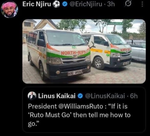 Eric njiru ericnjiiru 3h northrihr linus kaikai linuskaikai 6h president william