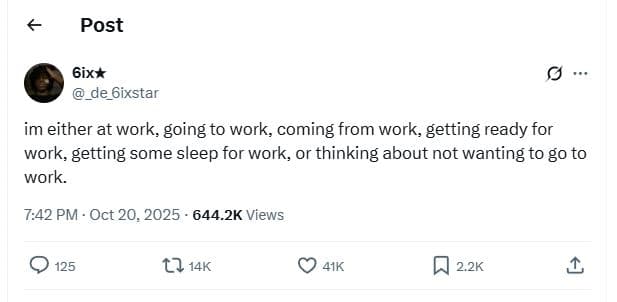 Post 6ix de_6ixstar im either at work going to work coming from work, getting re