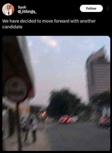 Sysh natunge follow we have decided to move forward with another candidate