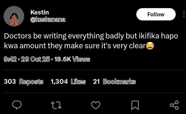 Kestin keskanana follow doctors be writing everything badly but ikifika hapo kwa