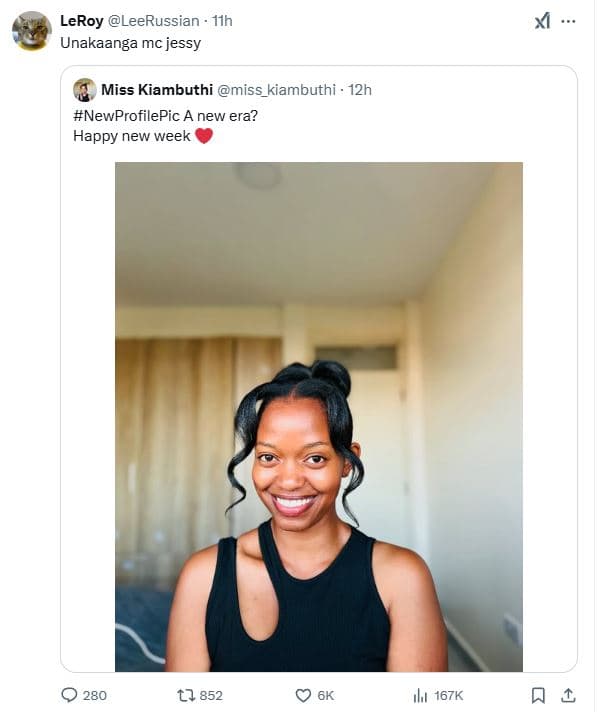 Leroy leerussian iíh unakaanga mc jessy miss kiambuthi miss_kiambuthi . 12h newp