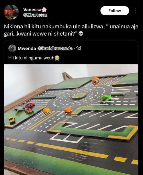 Vanessa zranessa follow nikiona hii kitu nakumbuka ule aliulizwa, unainua aje ga