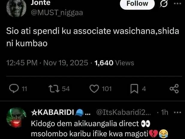 Jonte must_niggaa follow sio ati spendi ku associate wasichana,shida ni kumbao 1