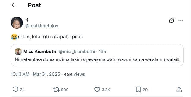 Post realkimetojoy relax kila mtu atapata pilau miss kiambuthi miss_kiambuthi .