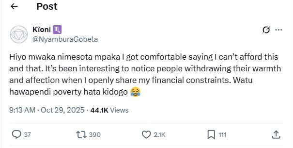 Post kioni nyamburagobela hiyo mwaka nimesota mpaka got comfortable saying i can