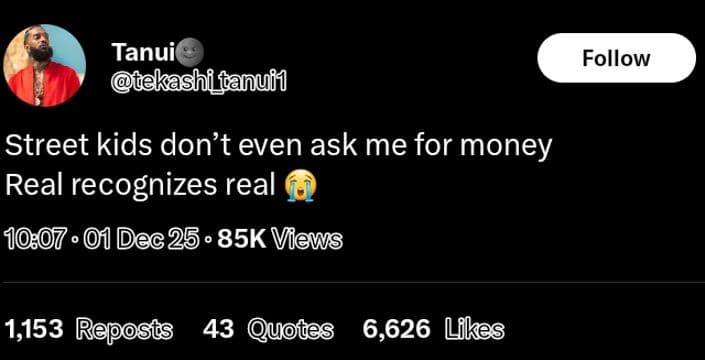 Tanui tekashi_fanufí follow street kids don't even ask me for money real recogni