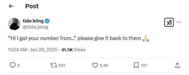 Post tido bling tiido_bling hilgot your number from please give it back to them