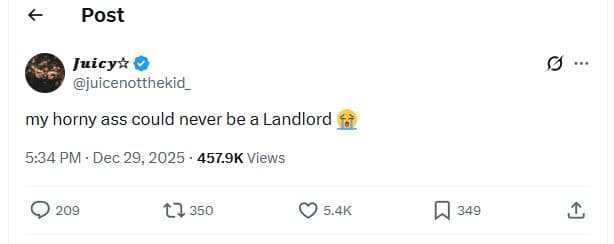 Post juicye juicenotthekid_ my horny ass could never be a landlord 5.34 pm dec 2