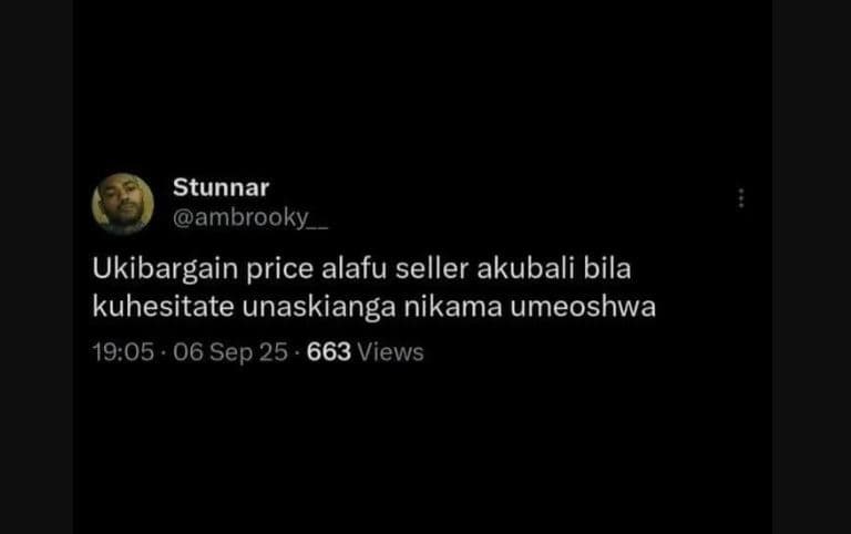 Stunnar ambrooky ukibargain price alafu seller akubali bila kuhesitate unaskiang